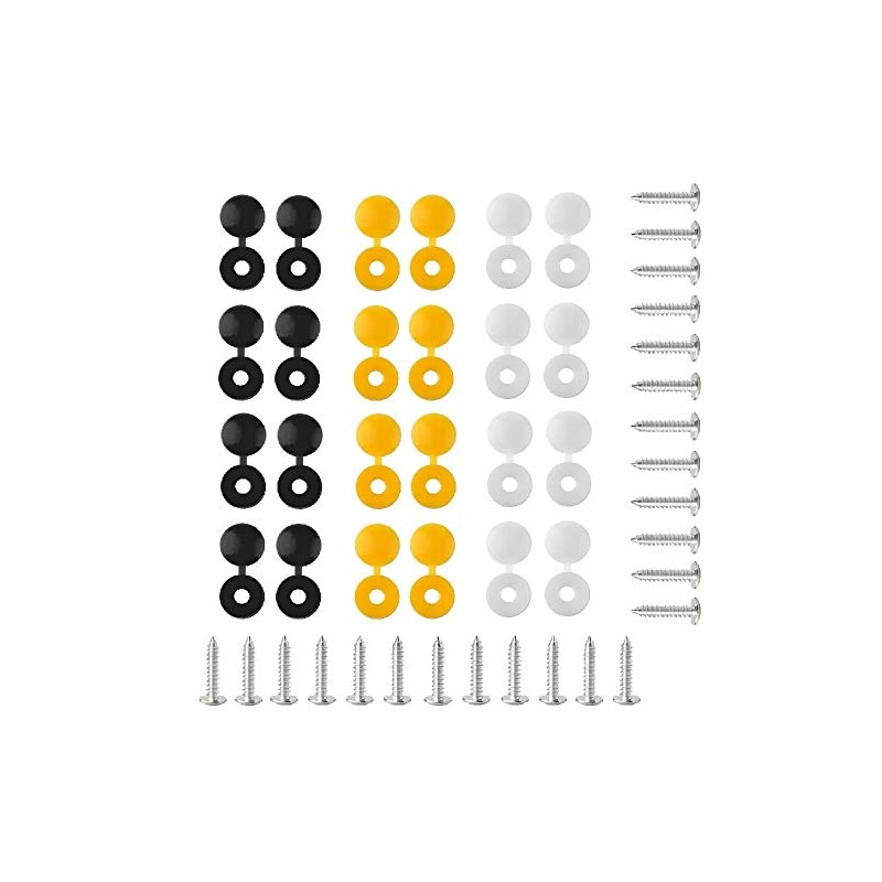 BEK-FIX 48 Piece Screws and Caps Number Plate Fixing Fitting