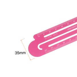 sourcing map Straight Ruler 12 cm Metric Aluminium Alloy Ruler Scale on Both Sides Hollow Paper Clip Design Bookmark Measuring Tool for Classroom Office Bright Pink