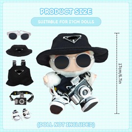EOAMGO Doll Clothes Set Compatible with 17cm Vinyl Plush Toy Dolls, Stylish Outfits Doll Accessories, Birthday Holiday Present for Girls Kids (No Doll) (Black)