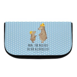 Mr. & Mrs. Panda Bears with Hat Cosmetic Bag, blue, Hand Drawn