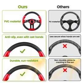 Golf Cart Steering Wheel for EZGO Club Car Yamaha Universal Steering Wheel EZGO Steering Wheel Club Car Cool Racing Style Steering Wheel Golf Cart(Steering Wheel Red)