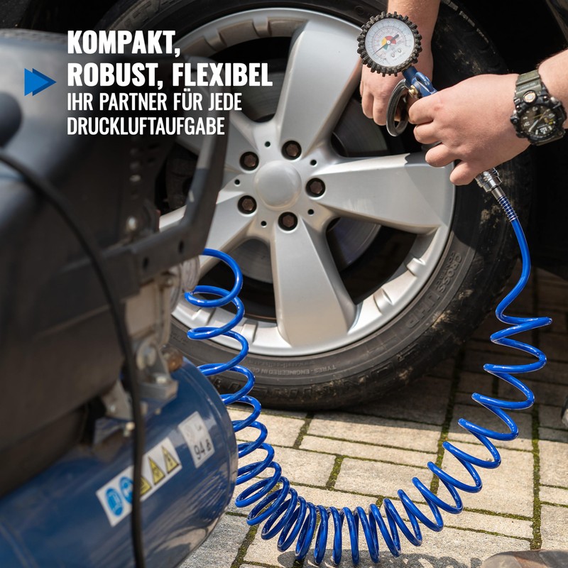 Poppstar Spiral Compressed Air Hose 5 m PU (5 mm
