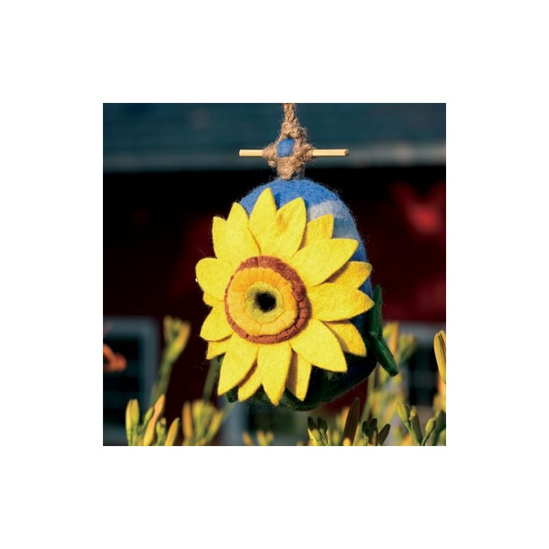 Global Crafts Wild Woolies Felt Birdhouse - Sunflower