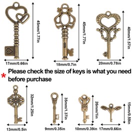 SANNIX 40 Pcs Vintage Skeleton Keys Flying Keys Charms with 40 Pairs Dragonfly Wings and 30 Yards Elastic Crystal String for Room Decorations