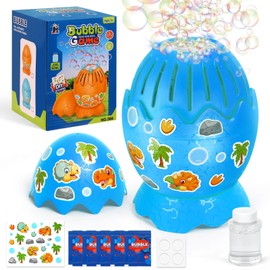 Aooess 3-8 Year Old Boys Girls Bubble Machine: Dinosaur Egg Bubble Maker with Light for Age 3 4 5 6 7 8 Years Old Kids Bubble Blower Toys for Toddlers Birthday Party Bubble Blowing Toys (Blue)