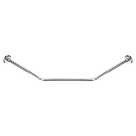 uxcell Stretchable Shower Curtain Rod Rack, Stainless Steel Diamond Shaped Corner Rod No Drill for Bathroom Bathtub, Medium Size, Silver Tone (Without Shower Curtain)