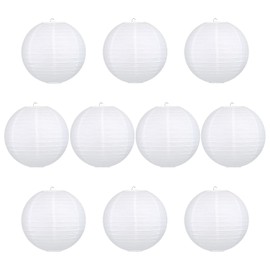 GWHOLE 10 inch Paper Lanterns Round Hanging Lamp Shade Lanterns - White (10 PCS)