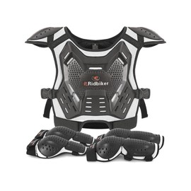 Kids Dirt Bike Gear Motocross Chest Protector Motorcycle Protective Gear Armor Vest Knee Guards Elbow Pads Dirt Bike Riding Gear for Baby Biker ATV (White)