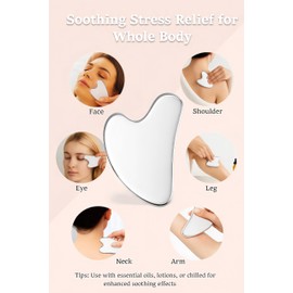 Stainless Steel Gua Sha Facial Tool – Face & Body Massage Tool for Puffiness, Lymphatic Drainage & Sculpting - Cooling, Durable, Spa-Quality Skincare Gift for Self-Care Rituals - 2 Pack