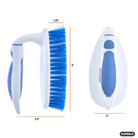 Superio Grout Brush, Dish Brush, Shower Scrubber Cleaning Brush, Stiff Bristles, Comfort Grip Handle, Blue Brush Cleaner for Kitchen, Bathroom, Shower, Sink, Toilet- Vegatable Brush, Carpet Scrubber