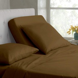 Ready To Rest 34" Split Top King Sheets Sets for Adjustable Bed (4 Pcs), 100% Cotton- 400 TC- Sleep Number Sheets Split Top King- 15" Deep Pocket- Taupe Solid