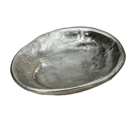 IHI EST. 1986 India Handicrafts 13027 Polished Silver Tone Free Form Textured 4.5 inch Aluminum Decorative Serving Bowl For Salad, Side Dishes, or Pasta