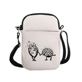 Pyoul Umhängetasche für psychische Gesundheit, Humor, süßes Gehirn, Herzmotiv, Umhängetasche, Psychologe, Reisetasche, Geschenk für psychische Gesundheit, Bewusstsein, Brain Heart CB