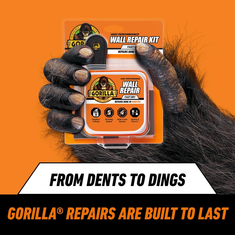 Gorilla Wall Repair Kit Featuring Gorilla Heavy Duty Wall Repair