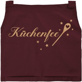 SpecialMe® Cooking Apron Women's Kitchen Apron for Women Printed Kitchen Fairy Baking Apron Cotton, Bordeaux-brown