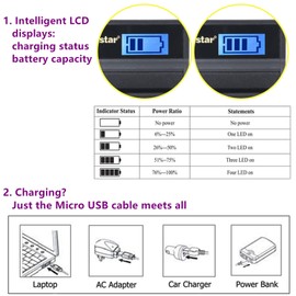 Kastar Battery (X2) & LCD Slim Charger for NP-BY1 EN-EL11 LI-60B DLI-78 DB-L70 DB-80 and Sony Action Cam Mini HDR-AZ1 Nikon Coolpix S550 S560 Olympus FE-370 Optio L50 M50 M60 S1 V20 W60 W80