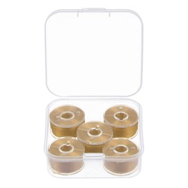 sourcing map Prewound Bobbin Thread Set of 5pcs with Storage Plastic Case for Embroidery and Sewing Machine, Gold