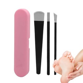 Cuchillo de Pedicura de 3 Piezas, Pedicura de Uñas de Acero Inoxidable, Mango de Acero Inoxidable Antideslizante Y Herramientas de Cuchillo de Procesamiento Preciso Kit de Eliminación de Piel Muerta P