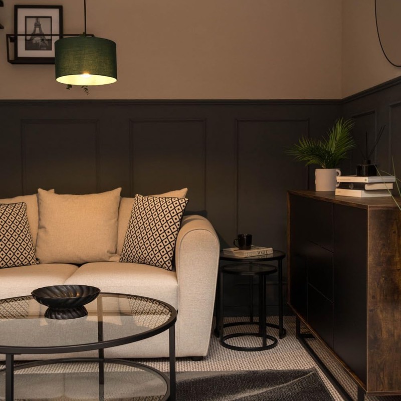 MiniSun | Small Modern Forest Green Fabric Drum Light Shades