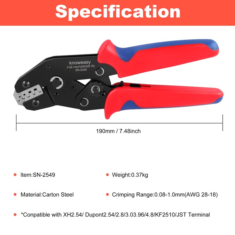Knoweasy JST Crimper and Molex Crimper Compatible with JST, Dupont,
