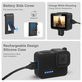 FiTSTILL PU Mini Carrying Case&Silicone Sleeve Rubber Protective Case for Go Pro Hero 4K 2024,Replace Battery Side Cover&Lens Caps&Lanyard&Screen Protectors for Hero4K Action Camera Accessories Kit