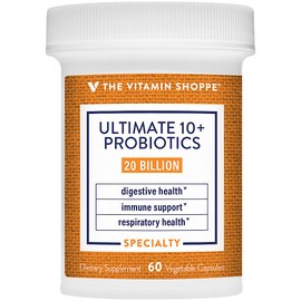The Vitamin Shoppe Ultimate 10+ Probiotics 20 Billion CFU - 10 Probiotic Strains for Digestive Health, Immune & Gut Support (60 Vegetable Capsule)