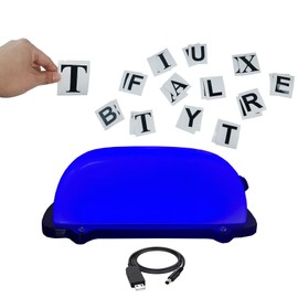 USB Rechargeable Sign Light for Car, Blank Sign with 2 Sets of Letters Stickers,Car Roof DIY Light with Magnetic Waterproof for Cab Roof Top Illuminated Sign (Blue)