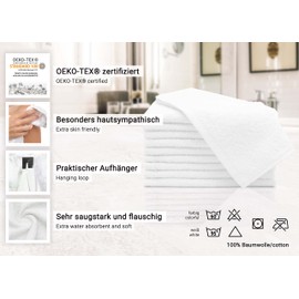 Zollner Set of 10 Cotton Guest Towels, Various Sizes, 450 g/m², 131, White, 30 x 50 cm