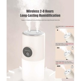 Portable Small Humidifier - Cold Mist Humidifier with 360° Rotating Stand, Warm Eye-Care Light, 2/8 H Timer Function, Mini humidifier for Bedroom, Plants, Office, and Car