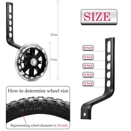 Stabilisers for Childs Bike, 2 Pack Flash Training Wheels for Kids Bike Stabilisers for Kids Bike 12 14 16 18 20 Inch Single Speed Bike, Kids Stabilisers for Bikes, Kids Bicycle Stabilisers, Black