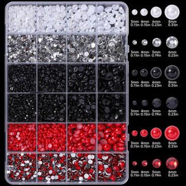 BetterJonny Nail Stone Rhinestone Half-Circle Pearl Nail Stones Glass Nail Decoration Parts Craft Parts DIY Nail Parts Decorate Nails (3mm 4mm 6mm 8mm)