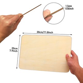 10 Pack Wood Sheets, Premium Natural Unfinished Wood Board, Thin Wooden Pieces for Painting, Carving, Craft Project or School Project (300x200x1.5mm)