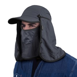 GADIEMKENSD Foldable Fishing Sun Hat with Neck Flap Face Cover UPF 50+ Sun Protection Cool Baseball Cap Adjustment Covering Removable Legion Hat for Fishing Gardening Hiking Work Dark Grey