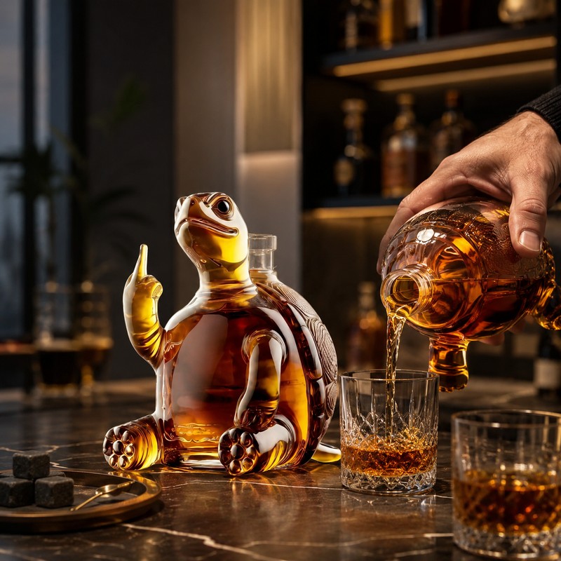 Turtle-Shaped Glass Decanter for Home Bar Display – 320 mL