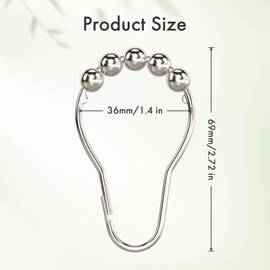 Amazer Shower Curtain Rings, Set of 12, Rust-Resistant Metal Shower Hooks Ring Shower Rings for Curtain Rolling Shower Curtain Hooks for Bathroom Shower Rod Shower Curtain Hangers, Nickel