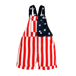 Chloefairy 4th of July Toddler Baby Girl Boy One Piece Outfit American Flag Overalls Romper with Pocket Shorts Jumpsuit (Stripe, 12-18 Months)