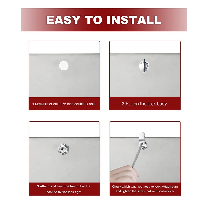 Naissian RV Thumb Cam Lock,Keyless Thumb Twist Operated, for Boat,