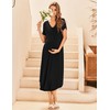 Ekouaer Nursing Nightgown Long Delivery Gown Button Up Breastfeeding Maternity