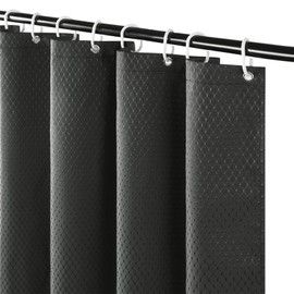 Furlinic Shower Curtains Bathroom Waterproof Mould Proof Weighted Fabric Curtains 90x180cm for Bathtub in Wetroom Dark Grey Narrow 36" Wide 71" Long Set with 8 ADS Hooks.