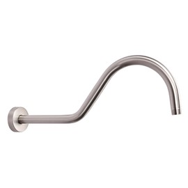 HarJue S Shaped Shower Arm, High Rise Shower Head Extension Pipe Standard 1/2" Connection with Flange, Awesome Shower Experience-Stainless Steel Bathroom Accessory(16 Inch J-S Shape, Brushed Nickel)
