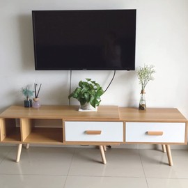 NAKUPENDA Pack of 4 Cabinet Handles, Wooden Handles, Furniture Handle, Cabinet Doors, Wood for Door, Wood, Cupboard Drawer, 96 mm Hole Spacing (Beech)