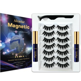 Alcastar Magnetic Eyelashes Natural Look, Magnetic Eyelash With Eyeliner, Reusable Magnetic Applicator, Long Lasting, Easy Apply, Cruelty-Free.