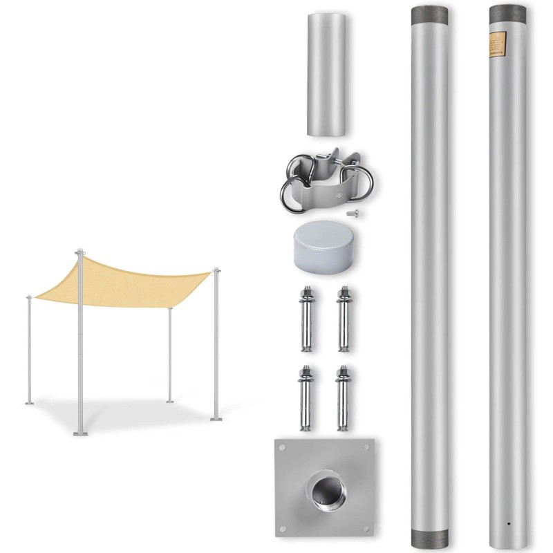 Sun Sail Pole Post 8ft Aluminum Freestanding Shade Accessories for