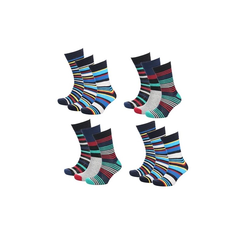 Budget Gifts 12 Pairs - Men's Socks Multicoloured Cotton Rich