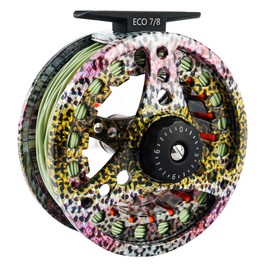 M MAXIMUMCATCH Maxcatch ECO Fly Reel Large Arbor with Diecast Aluminum Body Fly Fishing Reel(3/4wt 5/6wt 7/8wt) (Reel with Line Rainbow Trout, 5/6 Weight)