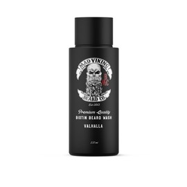 Mad Viking Valhalla Biotin Beard Wash – Deep Moisturizing Cleanse - Grow a Healthy Beard - Made with Premium Ingredients to Fight Itch and Dandruff - Sandalwood & Vanilla Scent, Made in the USA - 8oz