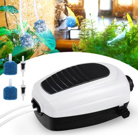 Aquarium Air Pump, 3.5 W Adjustable Aquarium Oxygen Pump, Quiet Oxygen Pump, 2 Air Holes, Aquarium Air Pump with Air Stones and Check Valves, Oxygen Air Pump for Hydroponisc Aquarium