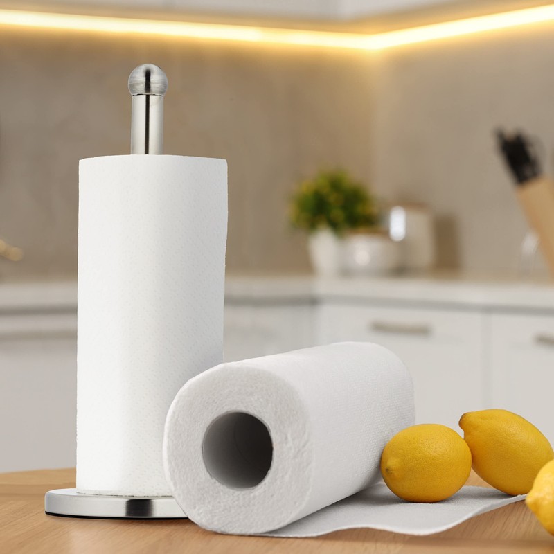 Relaxdays Standing Kitchen Roll Holder, Stainless Steel, Paper Roll Holder