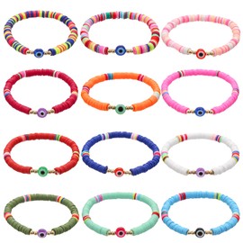 Cooluckday Heishi Surfer Bracelets for Women Vsco Boho Beaded Bracelet Friendship Polymer Clay Rainbow Bracelet Stack Vinyl Disc Stackable Bracelet, created alexandrite