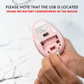 J-Tech Digital Wireless Mouse, Vertical Ergonomic Mouse with 2.4G Wireless & Bluetooth for 3 Multi-Device Function, Adjustable DPI Modes, Compatible with PC, Mac, Laptop - Pink